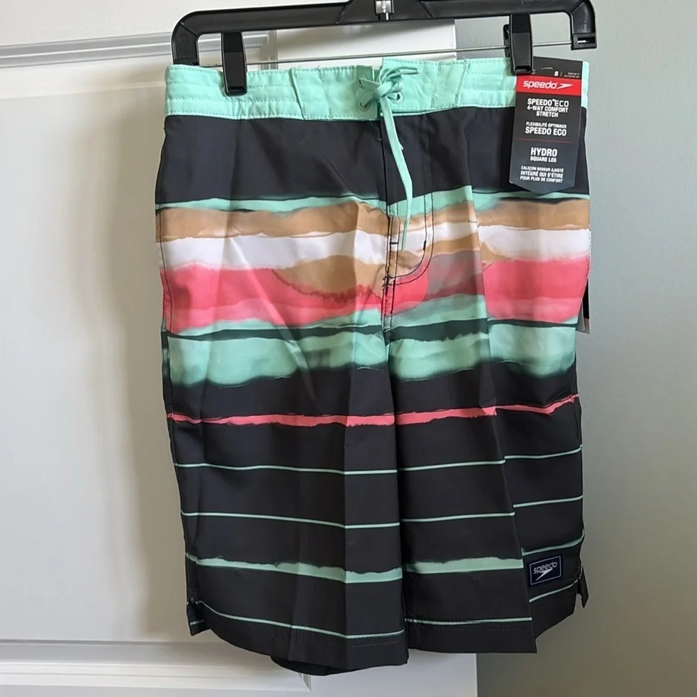 NWT Speedo Men's Swim Trunk Boardshort Bondi Striped